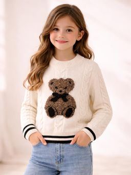 Little Surprise Box - Cream Cable-Knit Teddy Sweater
