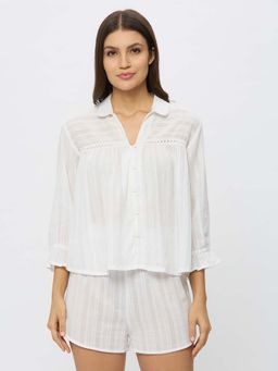 Ammarzo - White Self Design Regular Top and Shorts