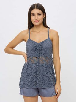 Ammarzo - Grey Self Design Regular Top and Shorts