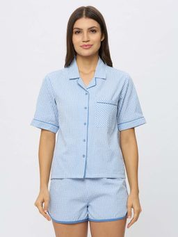 Ammarzo - Blue Checks Regular Shirt and Shorts