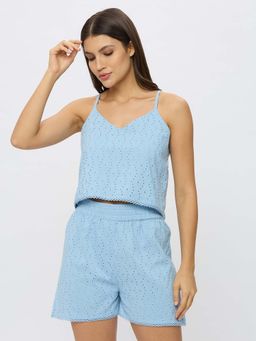Ammarzo - Blue Self Design Regular Cami Top and Shorts
