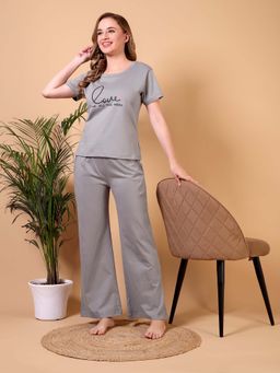 Bedtime Story - Grey Printed Comfortable T-Shirt and Pyjama