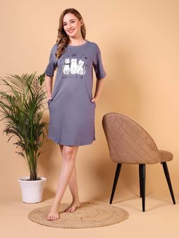 Bedtime Story - Purple Printed Comfortable Nightdress