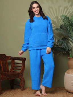 TAG 7 - Blue Textured Regular Sweatshirt and Pant