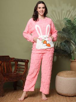 TAG 7 - Pink Textured Regular Sweatshirt and Pant