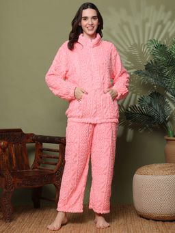 TAG 7 - Pink Textured Regular Sweatshirt and Pant