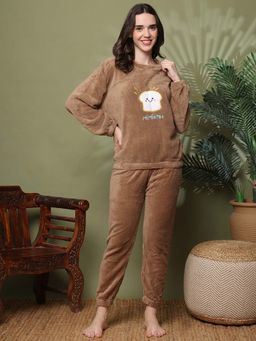 TAG 7 - Brown Textured Regular Sweatshirt and Pant