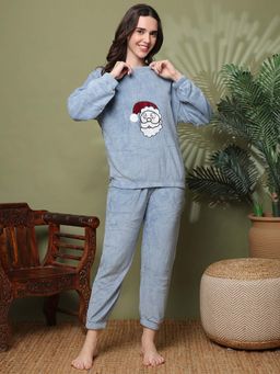 TAG 7 - Blue Textured Regular Sweatshirt and Pant