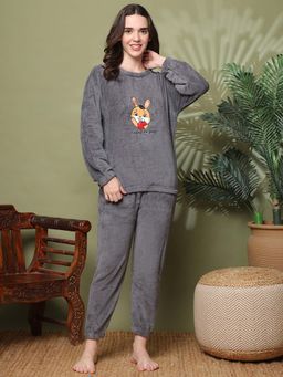 TAG 7 - Grey Textured Regular Sweatshirt and Pant