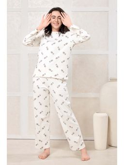 PIU - White Printed Relaxed Top and Pyjama