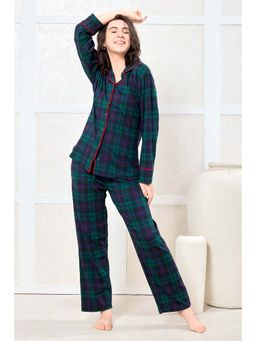 PIU - Blue Checks Relaxed Shirt and Pyjama
