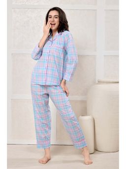 PIU - Blue Checks Relaxed Shirt and Pyjama