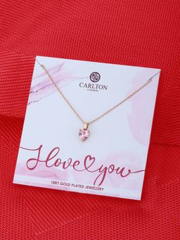 Carlton London - Women Rose Gold-Plated Pendant with Chain
