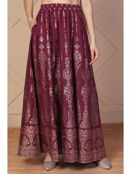 Elleven - Women Maroon Ethnic Printed Flared Skirt