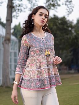 Yufta - Cotton Multi Color Flare Top