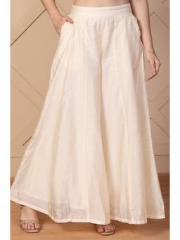 Aurelia - Women Cream Textured Flared Palazzo