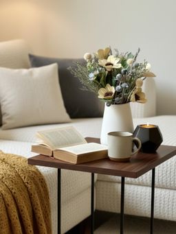 Coastal Habitat - Pearly white vase and Floral bunch combo