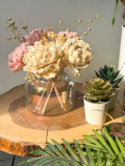 Coastal Habitat - Pink Flora Bunch and Vase Combo