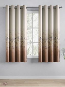 Haus & Kinder - 100% Polyester Blackout Digital Printed Window Curtain Mocha (4X5 Feet)