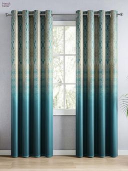 Haus & Kinder - 100% Polyester Blackout Digital Printed Door Curtain Teal (4x7 Feet)
