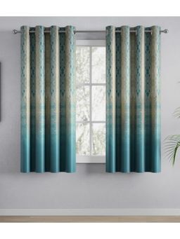 Haus & Kinder - 100% Polyester Blackout Digital Printed Window Curtain Teal (4X5 Feet)