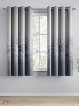 Haus & Kinder - 100% Polyester Blackout Printed Window Curtain Grey (4X5 Feet)