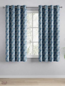 Haus & Kinder - 100% Polyester Blackout Printed Window Curtain Pale Blue (4X5 Feet)