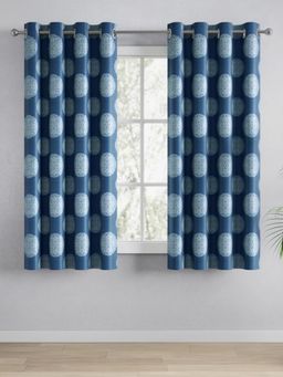 Haus & Kinder - 100% Polyester Blackout Digital Printed Window Curtain Blue (4X5 Feet)