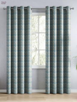 Haus & Kinder - 100% Polyester Blackout Digital Printed Door Curtain Blue (4x7 Feet)