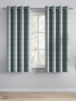Haus & Kinder - 100% Polyester Blackout Digital Printed Window Curtain Blue (4X5 Feet)