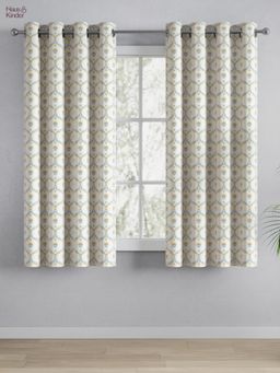 Haus & Kinder - 100% Cotton Printed Window Curtain Amber Vale Blue (4X5 Feet)