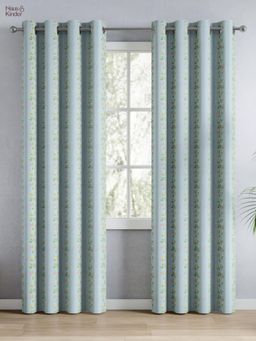 Haus & Kinder - 100% Cotton Printed Door Curtain Spring Harmony Blue (4x7 Feet)