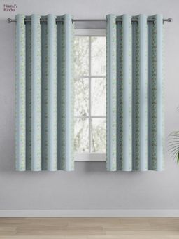 Haus & Kinder - 100% Cotton Printed Window Curtain Spring Harmony Blue (4X5 Feet)