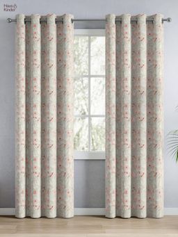 Haus & Kinder - 100% Cotton Printed Door Curtain Solace Flora Coral (4x7 Feet)
