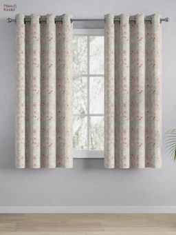 Haus & Kinder - 100% Cotton Printed Window Curtain Solace Flora Coral (4X5 Feet)