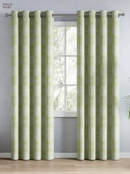 Haus & Kinder - 100% Cotton Printed Door Curtain Whispering Songbird Sage Green (4x7 Feet)