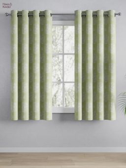 Haus & Kinder - 100% Cotton Printed Window Curtain Whispering Songbird Green (4X5 Feet)