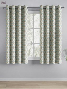 Haus & Kinder - 100% Cotton Printed Window Curtain Floral Poise Blue (4X5 Feet)