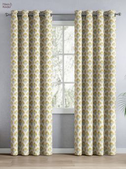 Haus & Kinder - 100% Cotton Printed Door Curtain Floral Poise Yellow (4x7 Feet)