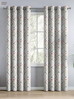 Haus & Kinder - 100% Cotton Printed Door Curtain Classic Trellis Multi-Color (4x7 Feet)