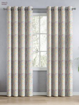 Haus & Kinder - 100% Cotton Printed Door Curtain Pastel Grove Multi-Color (4x7 Feet)