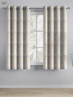 Haus & Kinder - 100% Cotton Printed Window Curtain Pastel Grove Multi-Color (4X5 Feet)