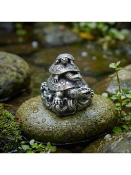 eCraftIndia - Silver Triple Tortoise Statue for Good Luck for Home Decoration Office Feng Shui Item