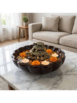 eCraftIndia - Triple Tortoise Statue Urli Bowl for Home Decoration Office Feng Shui Item