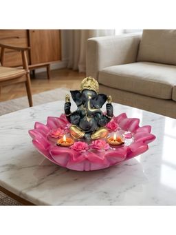 eCraftIndia - Lord Ganesha Idol Lotus Urli Bowl Tv Unit Showpiece for Good Luck