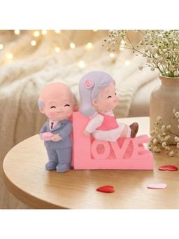 eCraftIndia - Cute Old Couple Statue Sitting on Love Stand Showpiece Valentine Gift