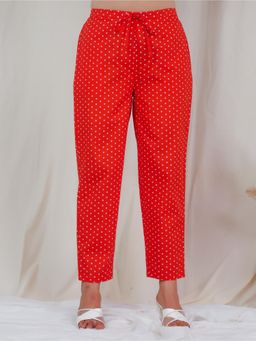 ARAMYA - Orange Soft Cotton Bandhani Printed Pant for Women