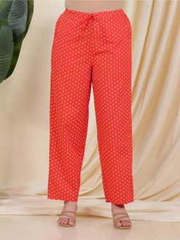 ARAMYA - Orange Soft Cotton Bandhani Printed Pant for Women