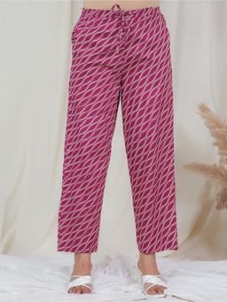 ARAMYA - Pink Soft Cotton Printed Pant for Women