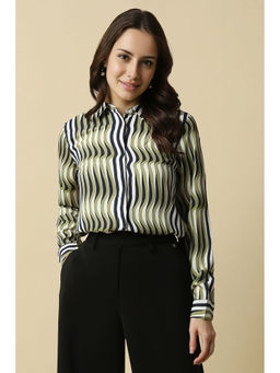 Allen Solly - Women Olive Stripes Long Sleeves Shirt